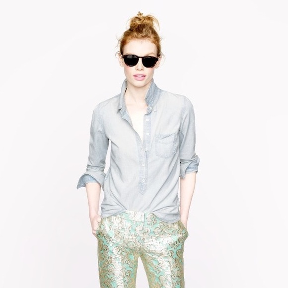 J. Crew Tops - J. Crew small light denim chambray popover